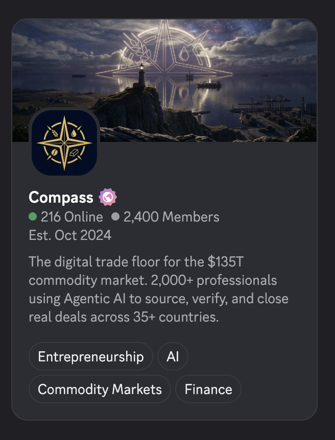Commodity Compass Discord — 2,400 members, 216 online